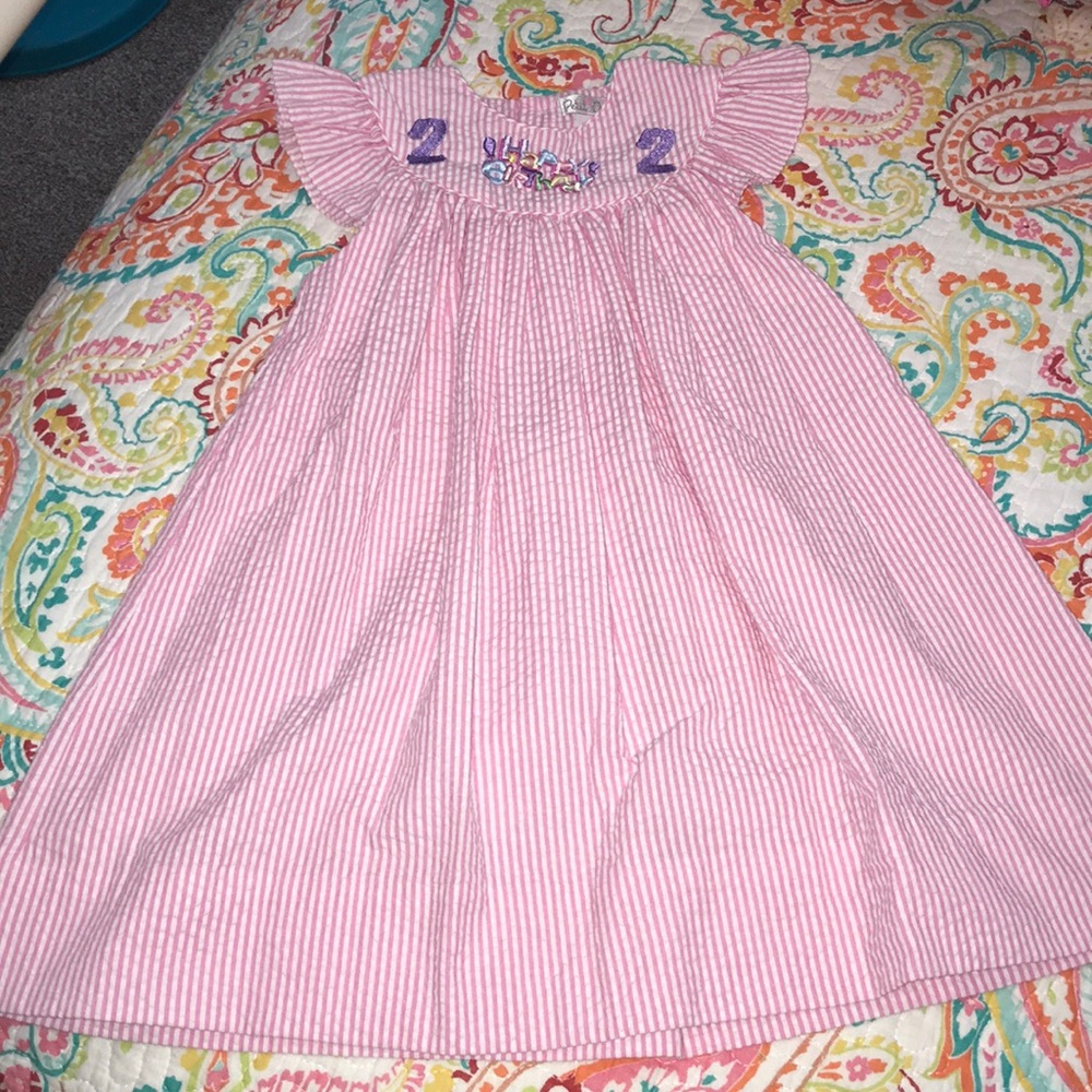 Smocked birthday dress. 2T. Like new.